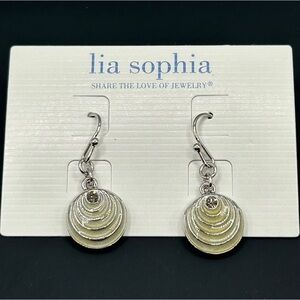 Lia Sophia "In Step" Silver Tone with Cut Crystal Earrings